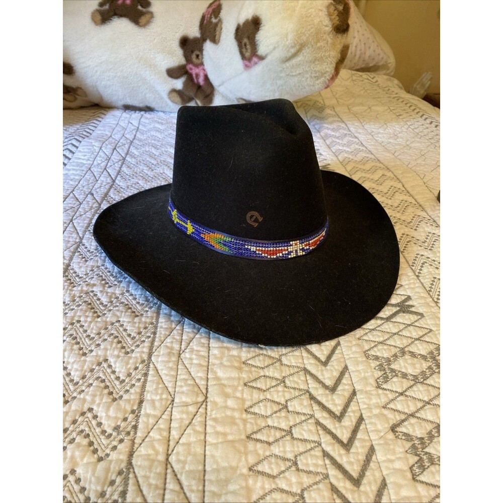 Charlie 1 Horse WPL 5923 women's Cowboy Hat Black Size 6 7/8, 85% Wool USA